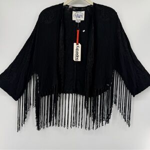 Superdry Black Prairie Girl Fringe Cardigan